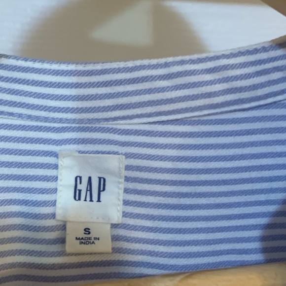 Gap Soft Blue & White Stripe Popover Blouse Size S - Picture 2 of 10